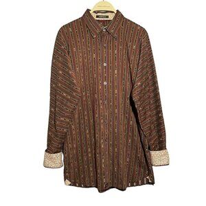 Xmi Signature Shirt Men Size L Long Sleeve Flip Cuff Retro Western Cowboy Flower